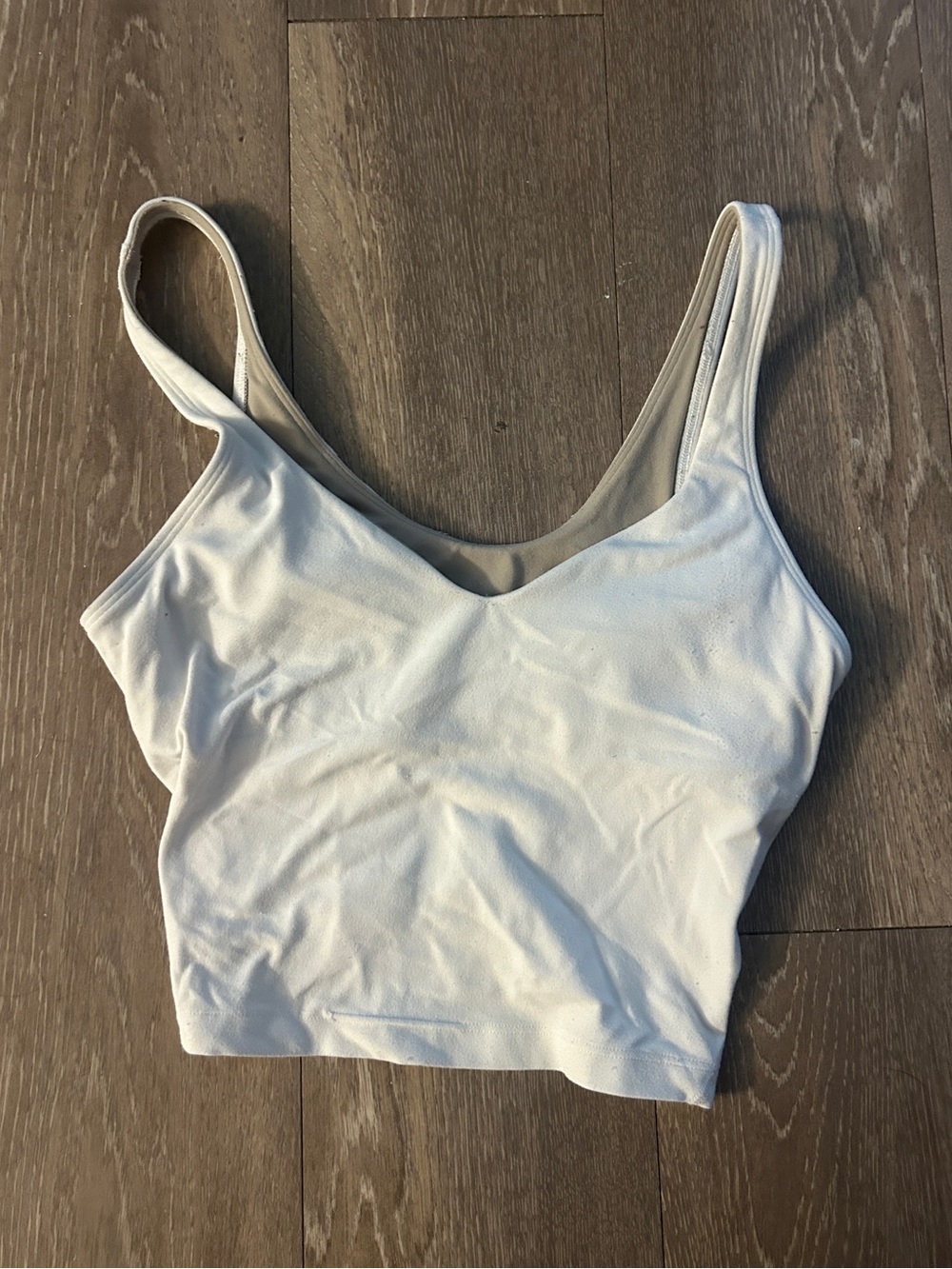 Lululemon White V-Neck Cropped Tank Top